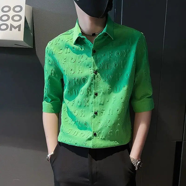 2023 Summer New Fashion Shirt Men's Short Sleeve Cardigan Casual Shirt Thin Section Men's Korean Short Sleeve Clothes