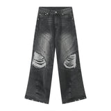 fashion loose streetwear denim jeans new casual wide legs straight jean pants hip hop ripped joggers baggy jeans men clothing unique joggers style 4386