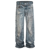 dirty tie dye baggy jeans mens streetwear hip hop loose blue denim pants hi street luxury designer jeans trousers man unique jeans style 2194