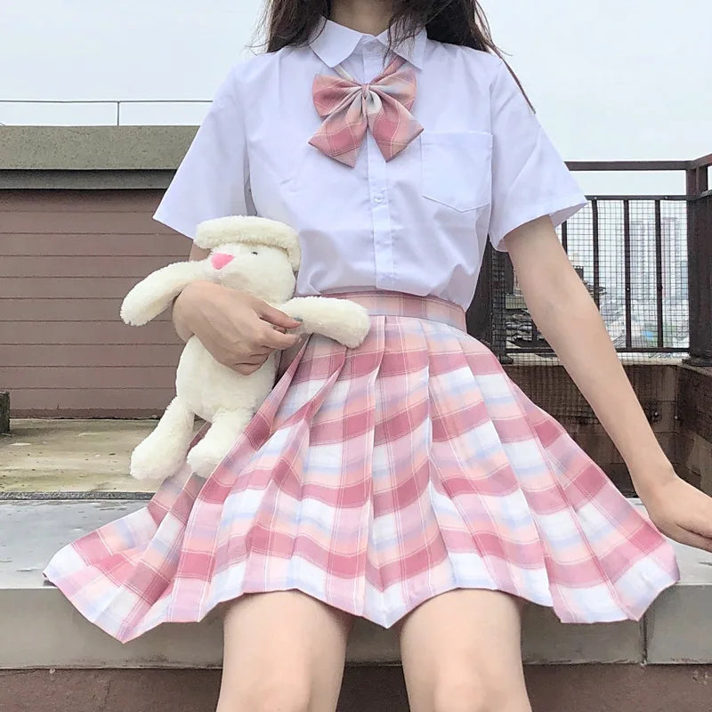Jk Uniforms Gyaru School Uniform for Girl Student Pleated Skirt Uniform Set Women Short Sleeve Bow Tie Seifuku Japanese Style