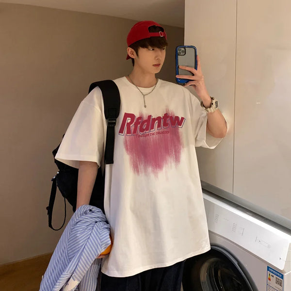 Y2k Chrome print – Summer Graffiti Letter Printed T Shirt For Men Casual Street