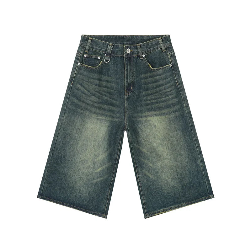 men summer streetwear fashion loose casual wide leg denim calf length jeans pants male vintage jeans baggy hosen pants unique jeans style 1512