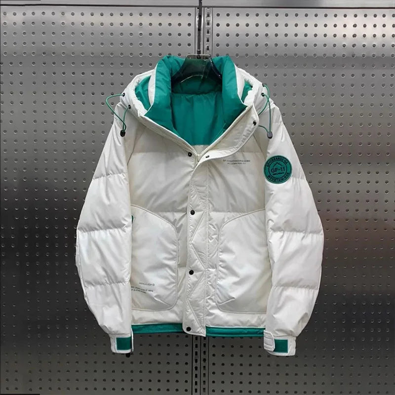 Winter down jacket men's warm new hooded large size outdoor down jacket men