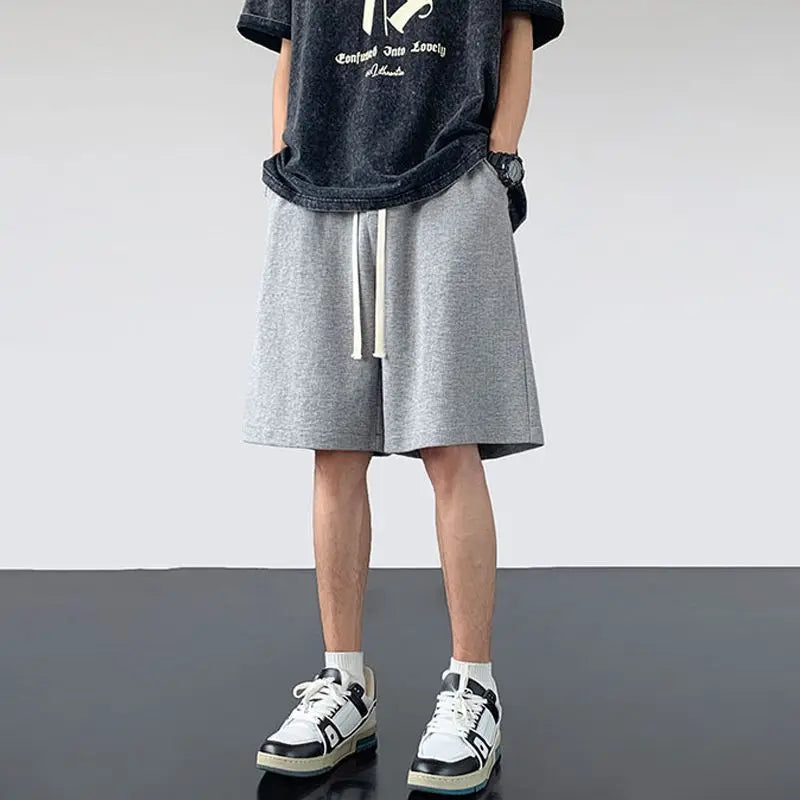 korean sports shorts men new summer hot style loose casual waffle five point pants teenagers solid color versatile niche pants unique shorts style 2138