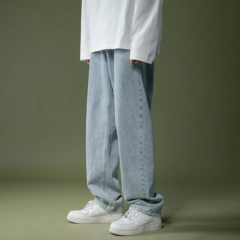 lappster men black baggy jeans streetwear 2023 harajuku casual straight pants male loose streetwear white graphic denim pants stacked flare jeans