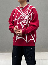 hip hop harajuku spider web pattern knitted sweater unisex pullover streetwear winter casual loose sweater warm jumper knitwear - trendy hip hop fashion hoodie, vintage look oversized hoodie, high quality cotton hoodie