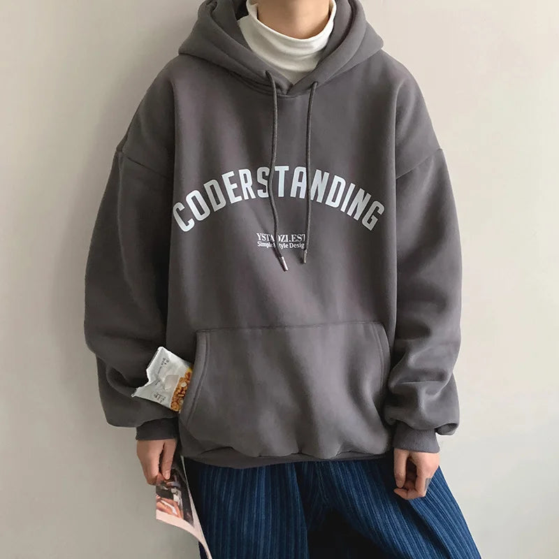 Autumn Mens Letter Design Printed Pullovers Hoodies Y2K Vintage Street