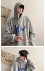 Fashionable Korean personality simple printed hooded sweatshirt for men autumn street Y2K new niche Japanese style boys' hoodie