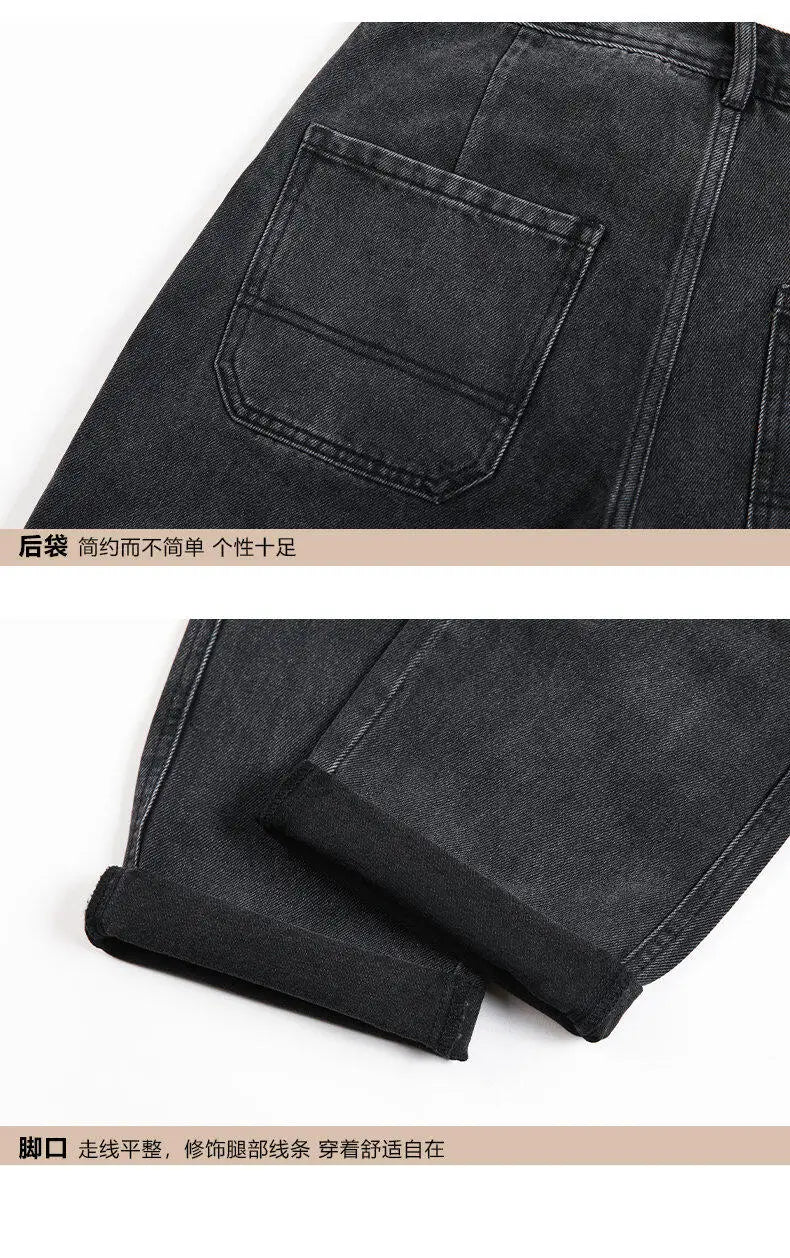 men retro fashion streetwear loose casual plus size straight denim cargo jeans pants man black gray jeans trousers unique cargo style 1988