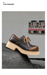 High Street Big Toe Leather Designer Shoes Men Women Streetwear Fashion Hip Hop Vintage Lightweight Casual Increase Derby Shoes