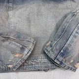 winter street style featuring collarless wash denim motorcycle jacket design – premium quality jacket for men
