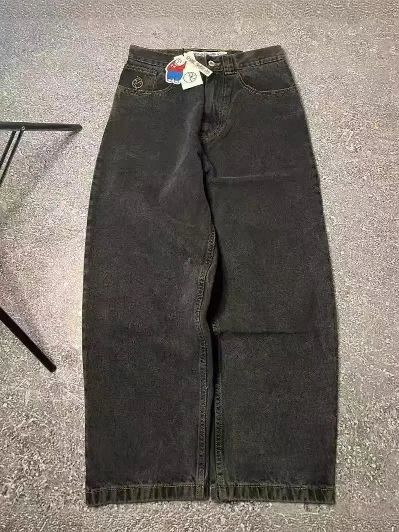 bigboy foreign trade american retro autumn new mens jeans ins black loose straight wide leg cargo pants streetwear men joggers streetwear sweatpants