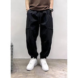cargo casual pants for men new simple solid color loose fitting leg binding handsome pants autumn fashion outdoor functional pan combat utility trousers