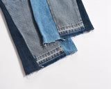 2024 european and american patchwork washed wide denim jeans y2k street wear splicing patches damaged flare pants jeans for men unique jeans style 266