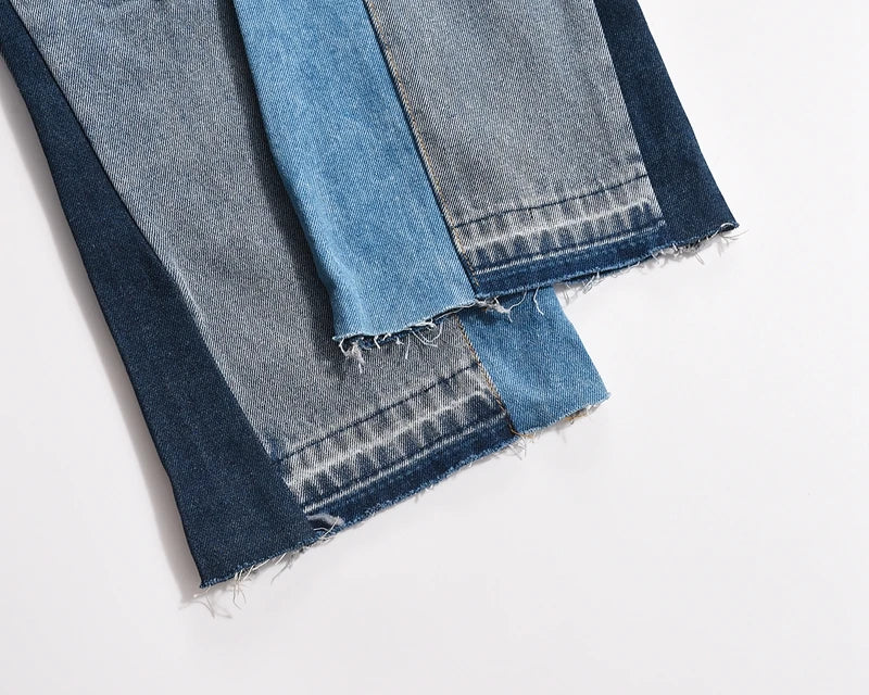 2024 european and american patchwork washed wide denim jeans y2k street wear splicing patches damaged flare pants jeans for men unique jeans style 266