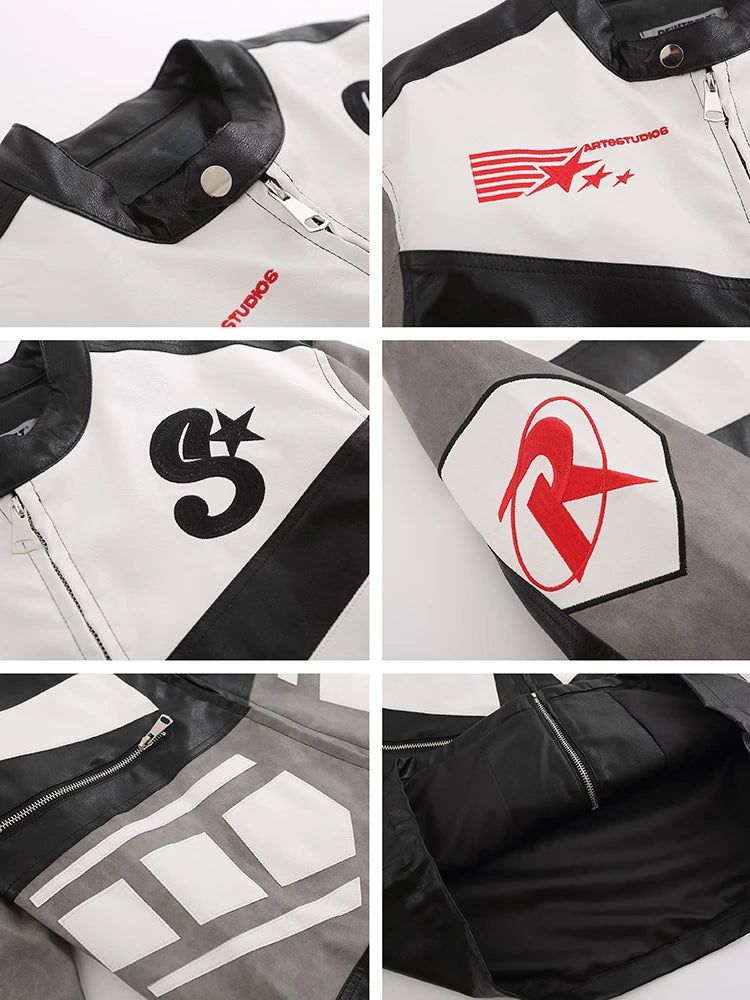 racing jackets fashion letter embroidery patchwork zipper jacket coats men hip hop pu lether outerwear casual streetwear nan  - variant style 3f3dc6 for streetwear fashion
