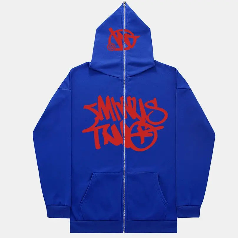 Retro Ins Zipper Sweatshirt Men's Hooded Loose Trendy Casual Y2K Versatile