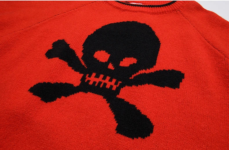 hip hop knitted sweater mens autumn winter o neck skulls pullover streetwear casual warm loose sweaters unisex jumpers knitwear Y2K vintage urban hoodie, aesthetic street look hoodie, oversized graphic print design