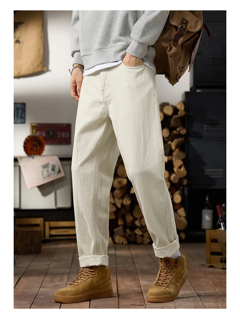 men classic fashion vintage loose casual plus size 28 42 ankle length white soft denim jeans pant cityboy harem jeans trousers unique jeans style 2098