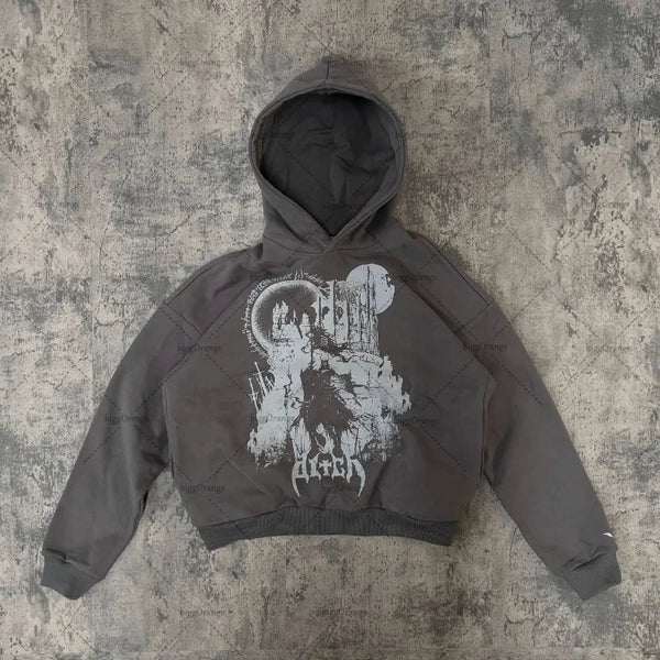 grunge knit sweater with heavyweight fabric, layered urban look for cold weather, street fashion menswear trend for seasonal 