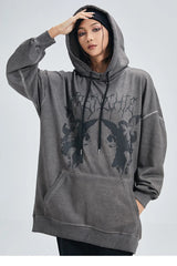 Hip Hop Streetwear Hoodie Sweatshirt Men Dark Style Angel Print Pullov