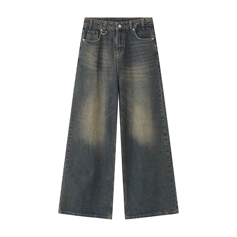 mens vintage blue baggy jeans male black loose straight denim pants y2k casual jeans trousers unique jeans style 156