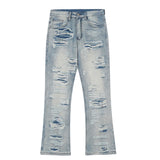 men distressed ripped destroied holes denim jean pants fashion zipper biker jeans streetwear flare pants joggers y2k men s jeans sporty tapered joggers