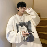 Mens Oversized Love No Watting Letter Graphic Sweatshirts 2025 Korean