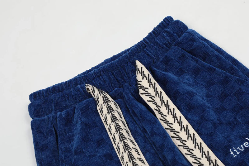 2024 spring and autumn mid waist straight jacquard velvet knitted trousers loose wide leg pants urban casual pants men and women unique default style 2041
