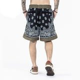 retro cashew flowers casual shorts summer streetwear fashion patchwork knee length men women paisley printing sweat shorts unique shorts style 3363