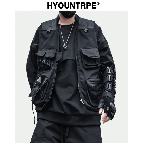 menswear fashion piece featuring hip hop loose vest sportswear men casual cargo waistcoat with pockets military jacket coat streetwear tactical vests sweatshirts design – premium quality jacket for men