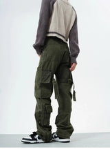 couple cargo pants hip hop high street retro american style vintage multi pocket casual pants 2024 new style streetwear y2k jean multi-pocket cargos