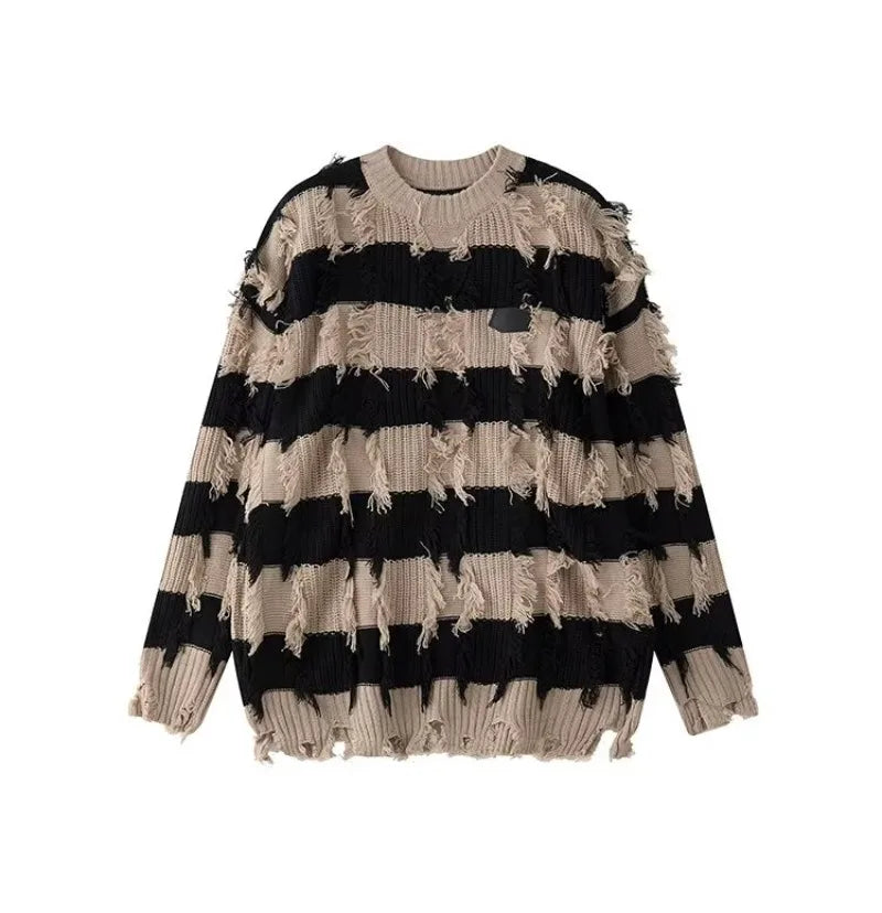 varsity flame knitwear, statement sweater, cozy knitwear for men, oversized grunge aesthetic winter top