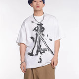 Vaporwave Fashion – Summer New Saint T Shirt Chaopai 3D Steel Nails Direct Spray – Edgy Streetwear for All Genders