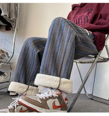 high quality stripe plaid mens trousers baggy straight fashion classic padded autumn winter casual pants male plus size m 8xl unique default style 1169