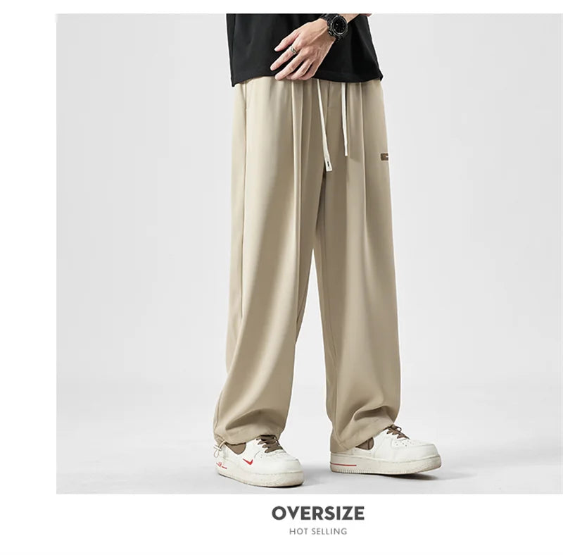 2024 new y2k straight gym pants mens korean fashion sportswear drawstring wide leg sweatpants casual baggy vintage trousers unique joggers style 3351