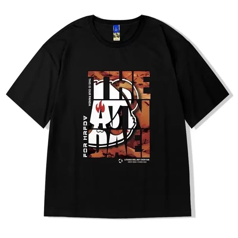 Y2k Barcode glitch – Hip Hop Panda Graphic Printed T Shirt For Men Summer Casual