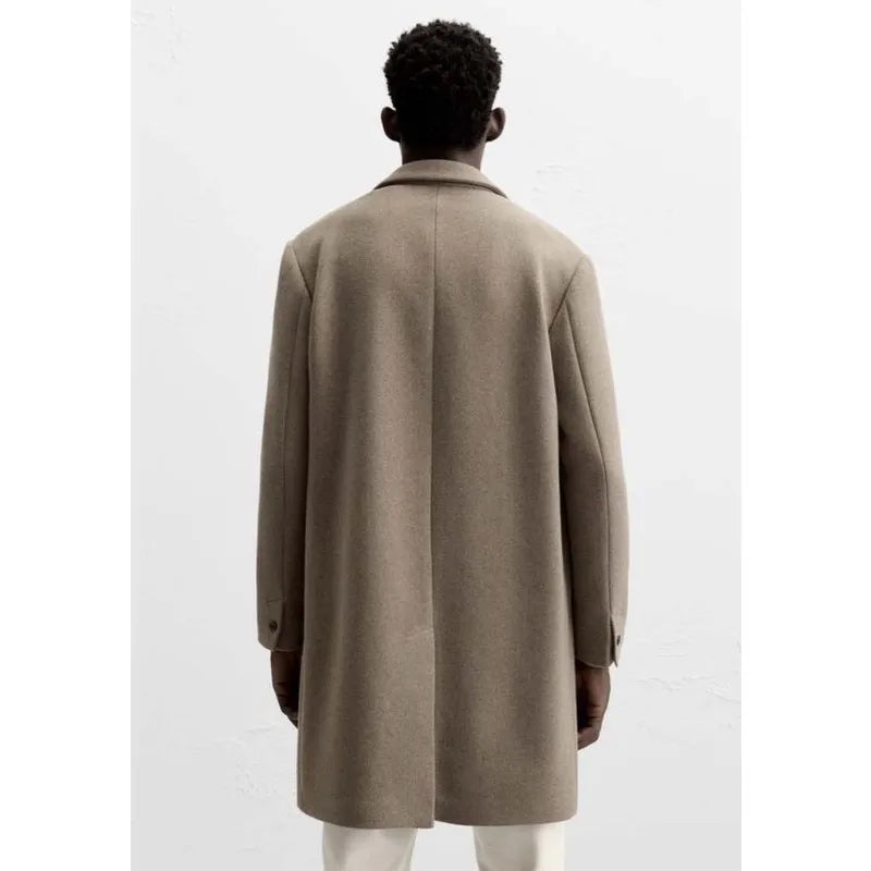 European and American men's medium and long 40% wool woolen gray suit collar woolen coat men