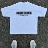 Cartoon text t-shirt with pastel clouds and puffy icons