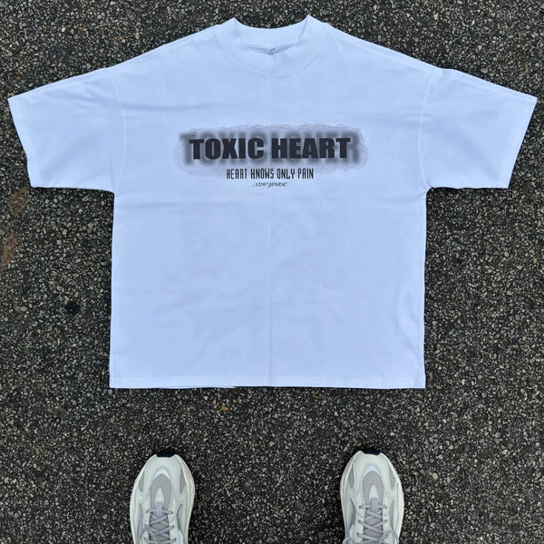 Cartoon text t-shirt with pastel clouds and puffy icons