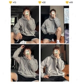 Half Zip Knit Streetwear Sweater – Autumn Fleece Button Up Neck Hip Hop Sweatshirts For Men Solid Color Oversized Y2K Hoodies High Street Fashion Hooded Tracksuit | Zip Knit Drop #111