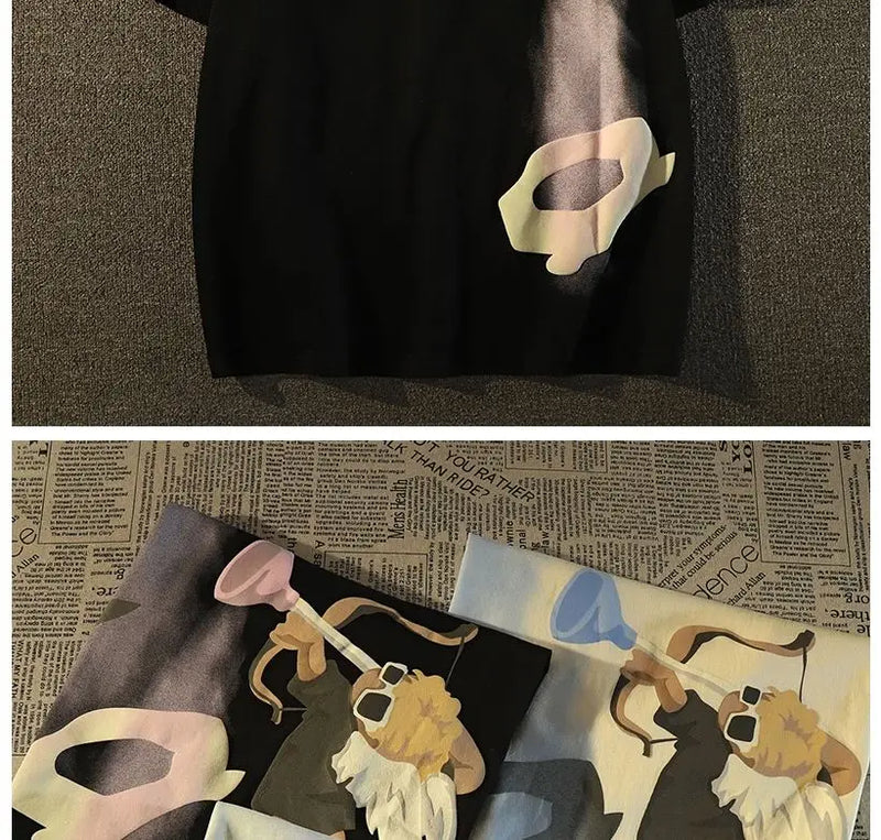 Glitchcore Graphic tee – American Retro High Street Angel Short Sleeved T Shirt For M