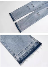 destroy ripped holes high street pants mens casual harajuku zipper straight trousers hip hop fashion streetwear baggy joggers unique joggers style 2176
