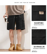 Men's Straight Tooling Shorts for Men Korean Fashion Belt Decoration Khaki Casual Cargo Shorts Male Y2k 2024 Summer New