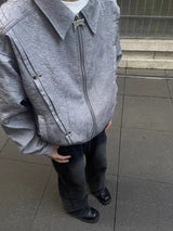 American Vintage Niche Lapel Jacket Men Spring And Autumn Pleated Desi