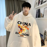 2024 New China Dragon Graphic Hoodies Men Hip Hop Streetwear Hoodie