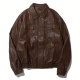 Retro Motorcycle Leather Jacket Men Woman Japanese Loose Streetwear Bomber Jackets Spring Autumn Casual PU Cargo Outwear Unisex