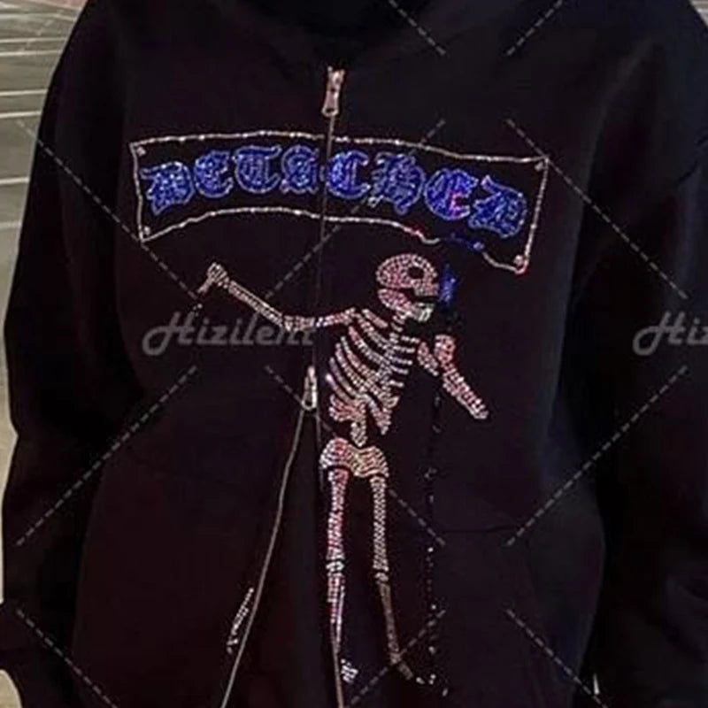 Oversized Hoodie Zip Hoodies Long Sleeve Women Sweatshirt Vintage Hip