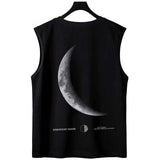 Vaporwave Chrome print – New Crescent Moon Graphic Printed Sleeveless T Shirt Mens Su