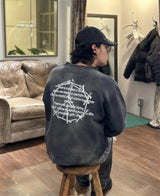 Vintage FW24 Devil print pattern High-Street Cotton Quality round neck pullover long sleeved sweatshirt